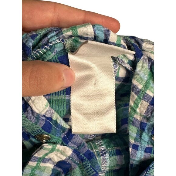 VTG Little-Me Plaid Bubble Romper & Bib Pocket | Embroidered Truck Blue Green - Picture 6 of 8